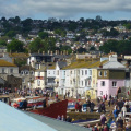 Crowds on the back beach in Teignmouth